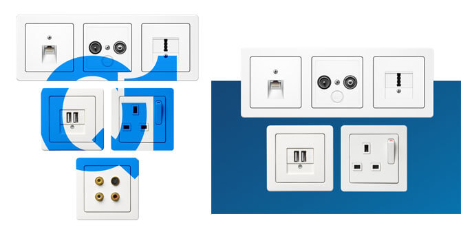 Асортимент серії Berker Q1 — вимикачі, розетки, ТВ та мережеві модулі