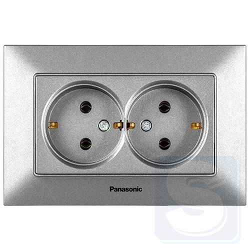 Розетка двойная с з/к Panasonic Arkedia Slim серебро 