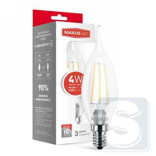 LED лампа MAXUS C37 FM-T 4W 3000K 220V E 1-LED-539-01