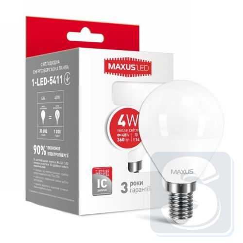 LED лампа MAXUS G45 F 4W мягкий свет 220 1-LED-5411