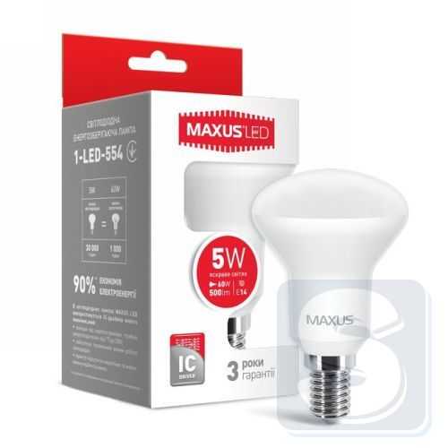 LED лампа MAXUS R50 5W яркий свет 220V E14 1-LED-554