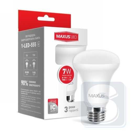 LED лампа MAXUS R63 7W мягкий свет 220V E27 1-LED-555
