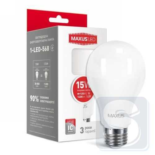 LED лампа MAXUS A70 15W 4100K 220V E27 1-LED-568