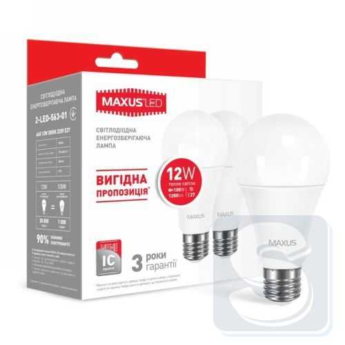 LED лампа MAXUS A65 12W мягкий свет 220V 2-LED-563-01