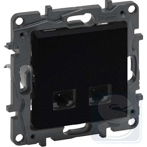 Розетка двойная RJ45 CAT5e UTP Legrand Niloe Step Черный