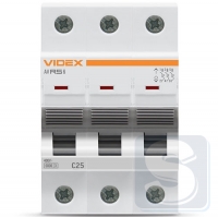 Автомат RS6 3п 25А С 6кА VIDEX RESIST VF-RS6-AV3C25-2
