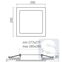 LED светильник врезной квадрат VIDEX 26W 5000K DLBS-265-4