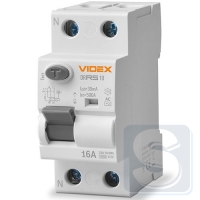 УЗО VIDEX RESIST тип АC 2п 30мА 10кА 16А VF-RS10-DR2AC16