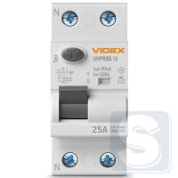 УЗО VIDEX RESIST тип АC 2п 30мА 10кА 25А VF-RS10-DR2AC25-2