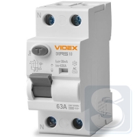 УЗО VIDEX RESIST тип АC 2п 30мА 10кА 63А VF-RS10-DR2AC63
