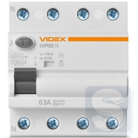 УЗО VIDEX RESIST тип АC 4п 30мА 10кА 63А VF-RS10-DR4AC63-2