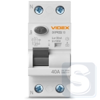 УЗО VIDEX RESIST тип А 2п 30мА 10кА 40А VF-RS10-DR2А40-2