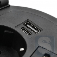 Врезной удлинитель GTV розетка + USB A+C , черный-3