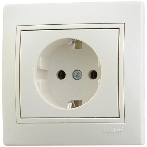 Розетка с з/к LEZARD Mira крем 701-0303-122B-2