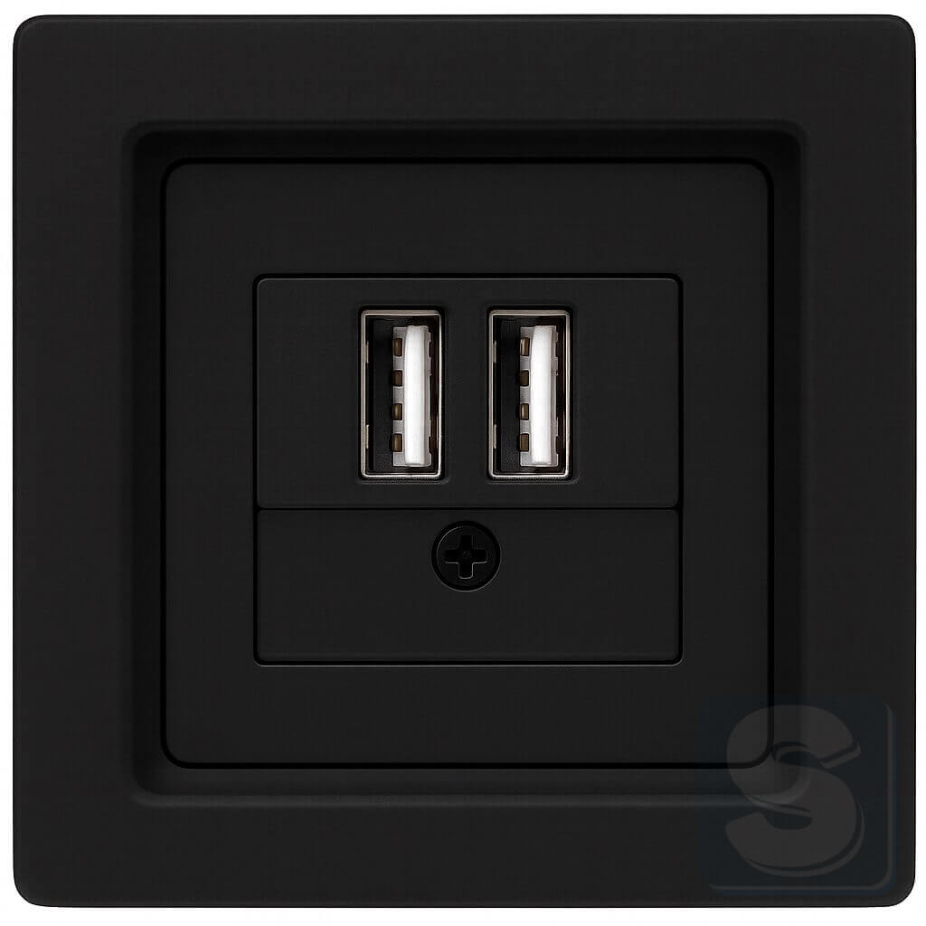 Розетка USB 5V/1A антрацит Hager Berker Q1 (260205+10336086-Q1)