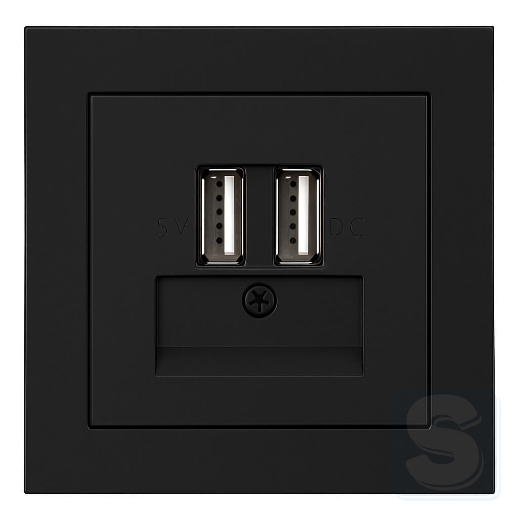 USB  2х5V/1A, 230V антрацит Hager Berker Q3 (260205+10336086-Q3) -1