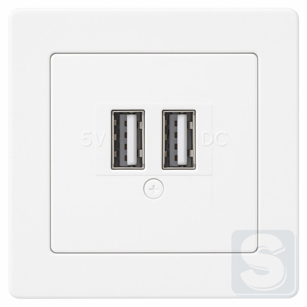 Розетка USB 5V/1Ax2 230V біла Hager Berker Q1 (260205+10336089-Q1) -1