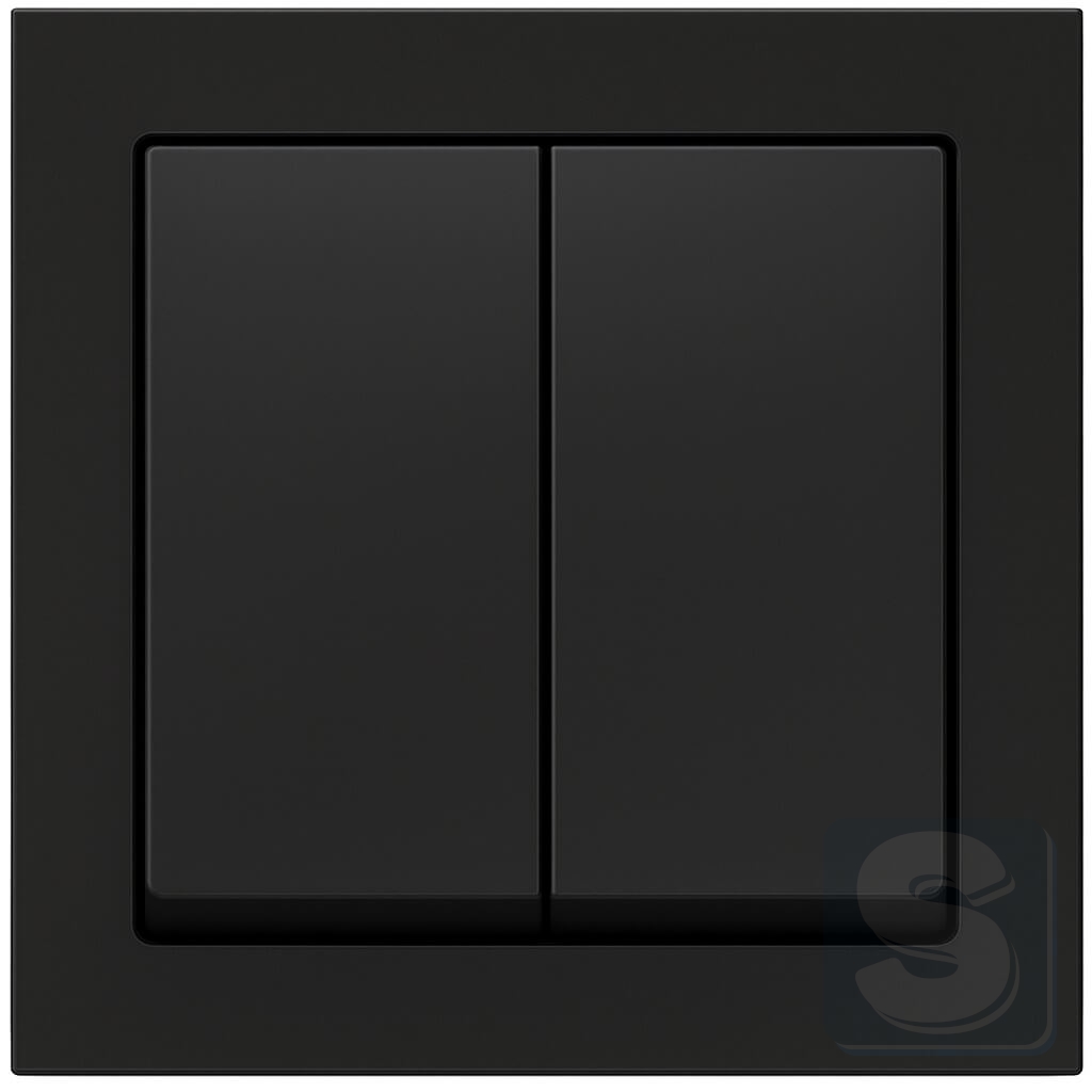 Двухклавишный проходной выключатель, антрацит с эффектом бархата, Hager Berker Q3 (303808+16236086-Q3)