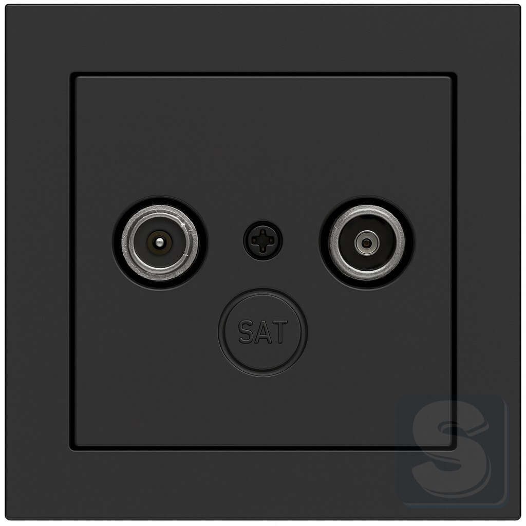 Розетка ТV телевізійна кінцева, антрацит з ефектом оксамиту, Hager Berker Q3 (450210+12036086-Q3)