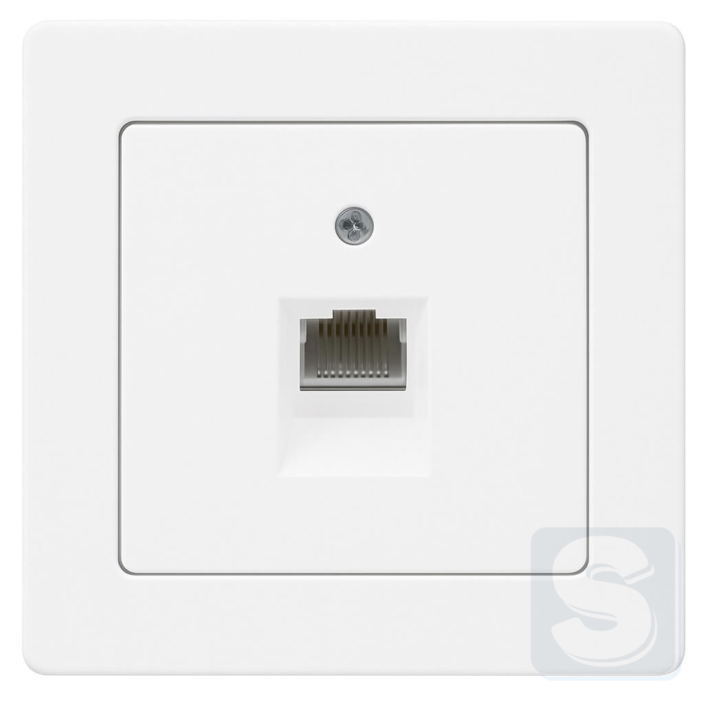 Комп'ютерна розетка RJ45 6кат UTP одинарна, полярна білизна з ефектом оксамиту, Hager Berker Q1 (455401+14076089-Q1)