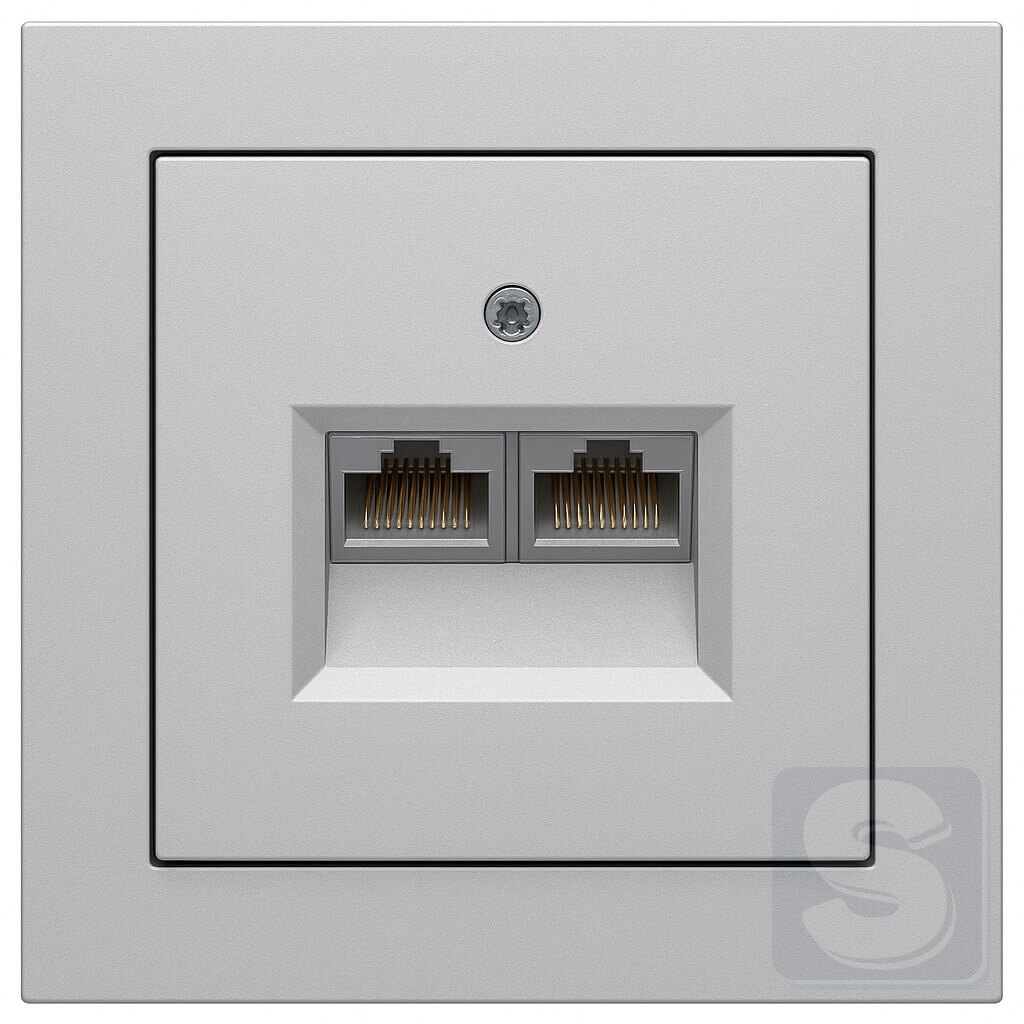 Комп RJ45x2 6кат алюміній Hager Berker Q3 (455501+14096084-Q3)