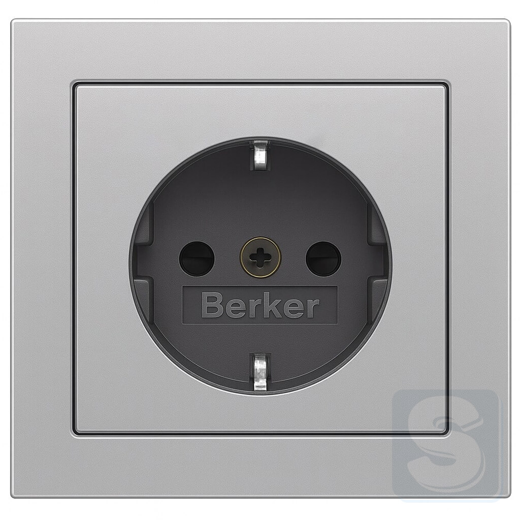 Розетка із з\к та шторк алюміній Hager Berker Q3 (47236084-Q3) -1