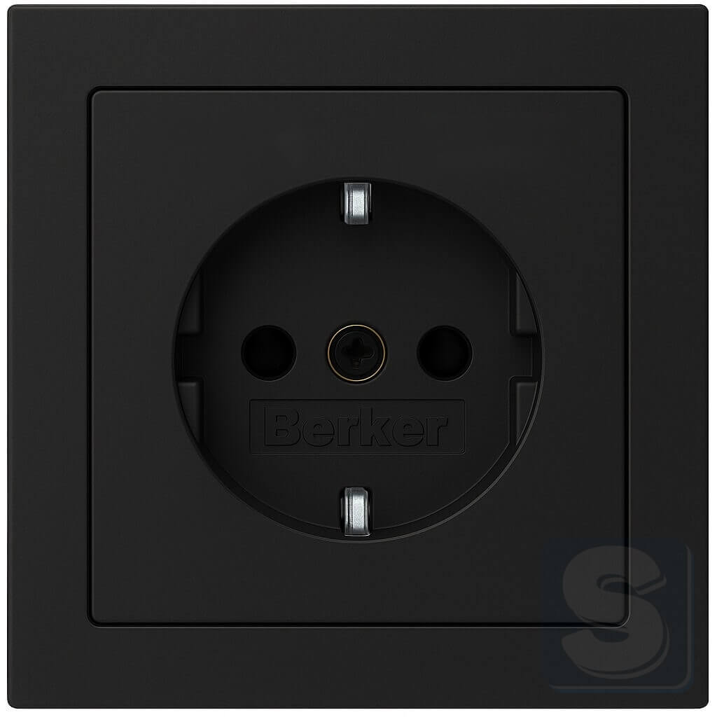 Розетка із з\к та шторками антрацит Hager Berker Q3 (47236086-Q3) -1