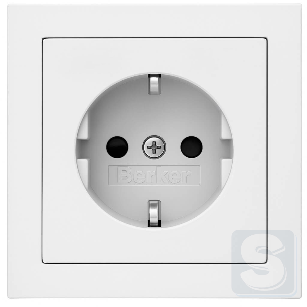 Розетка із з\к шт полярна білизна Hager Berker Q3 (47236089-Q3) -1