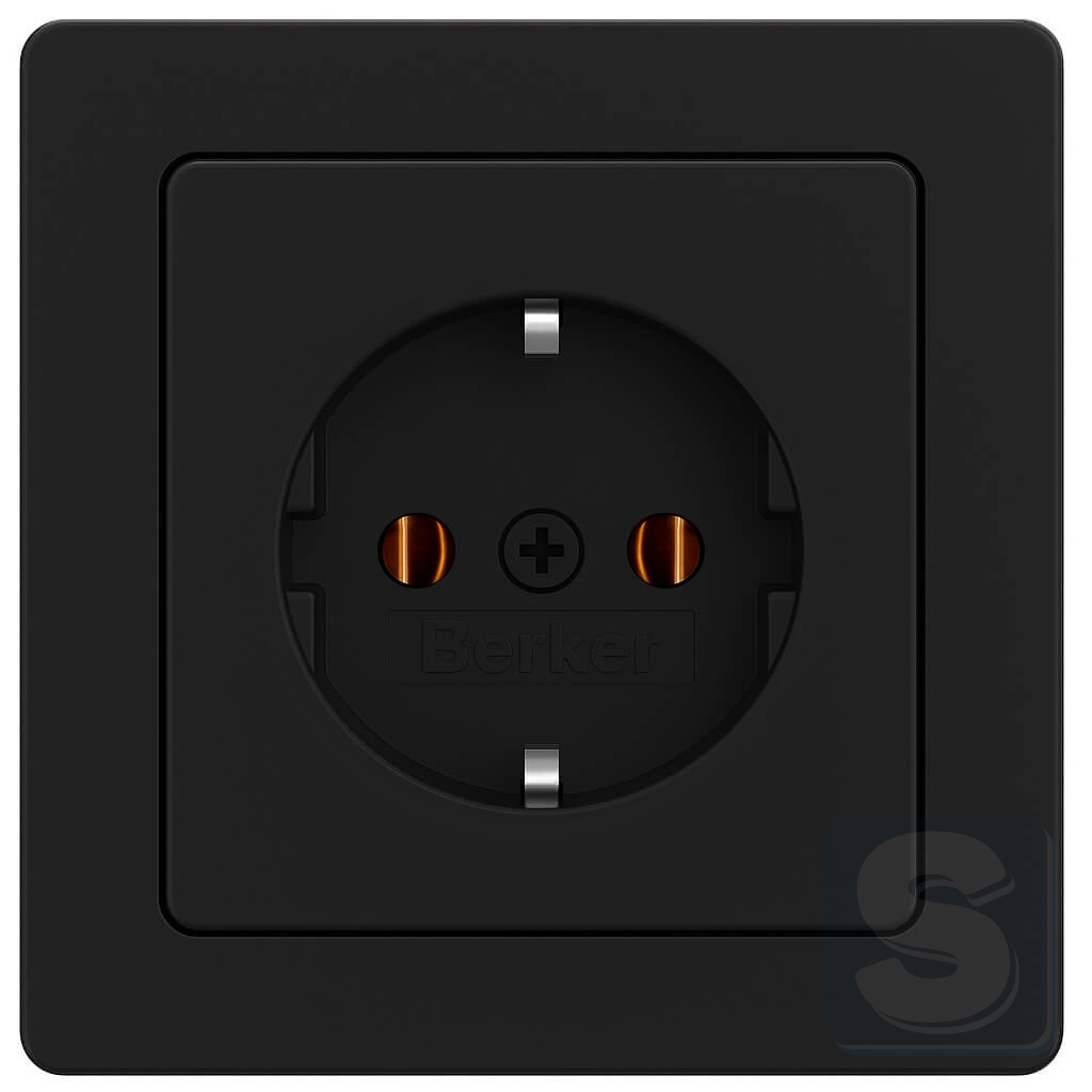 Розетка із заземленням, антрацит з ефектом оксамиту, Hager Berker Q1 (47436086-Q1)