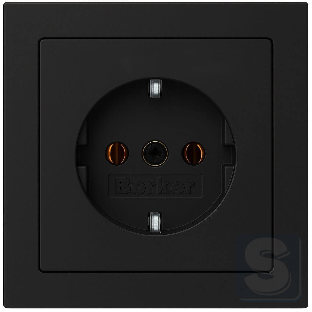 Розетка із з\к антрацит Hager Berker Q3 (47436086-Q3) -1
