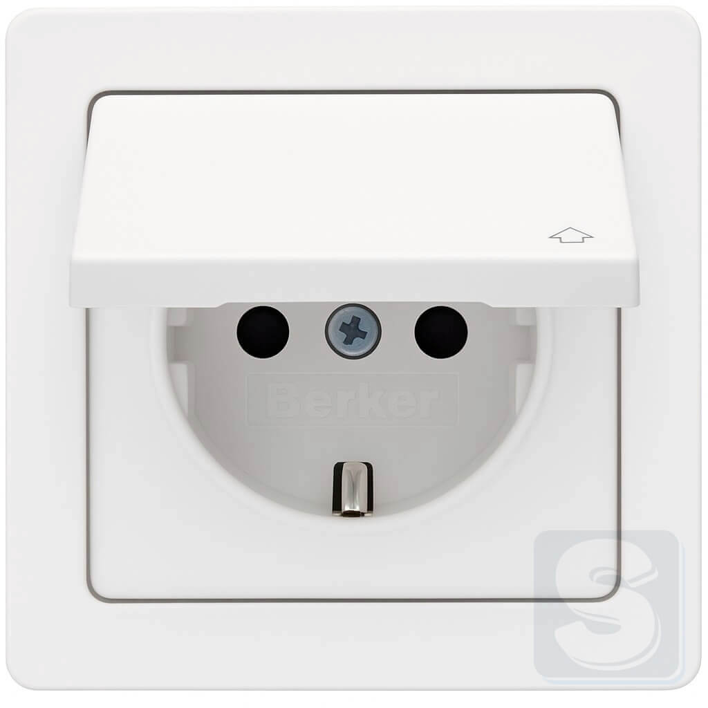 Розетка із з\к та кришкою біла Hager Berker Q1 (47516069-Q1) -1