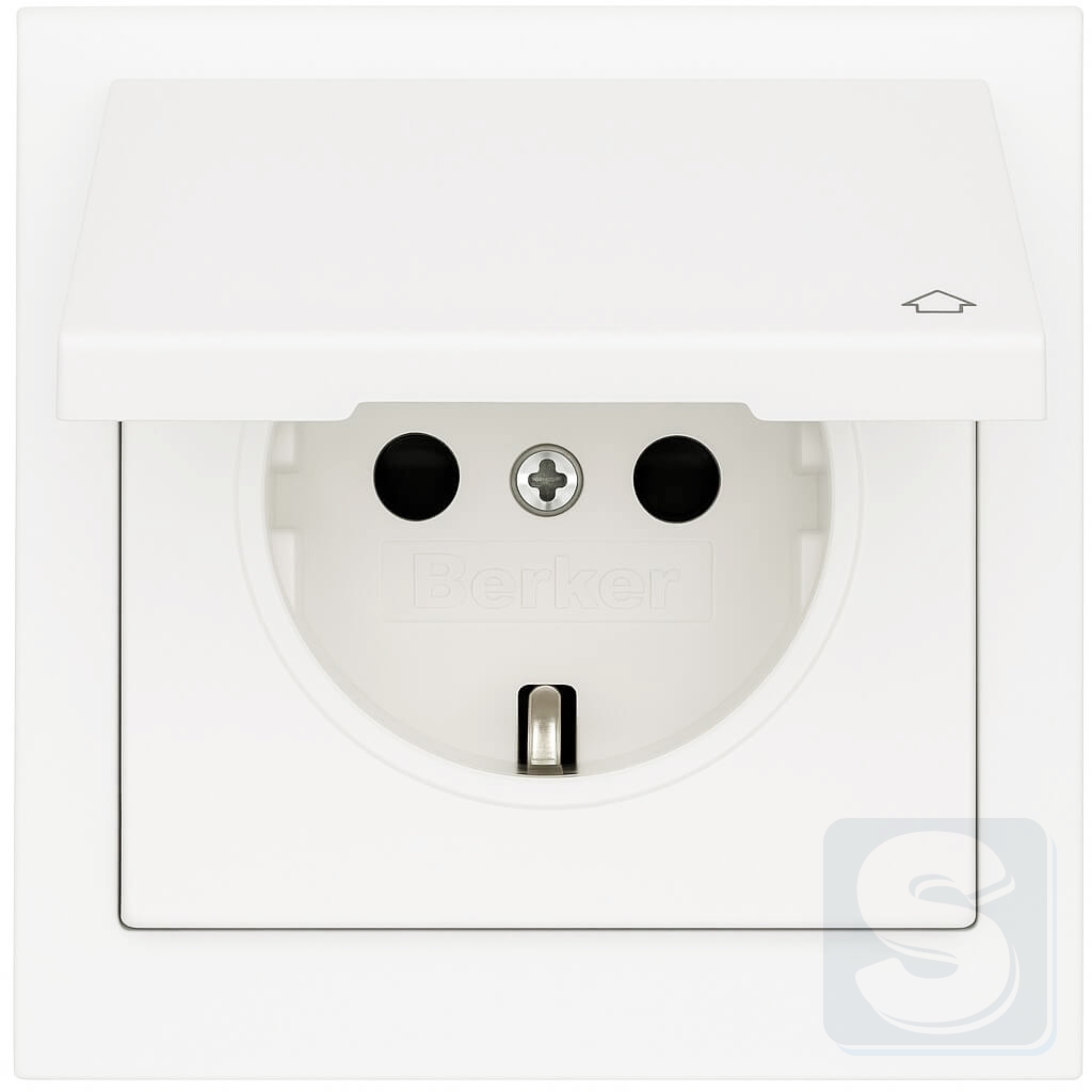 Розетка із з\к кришк. полярна білизна Hager Berker Q3 (47516069-Q3) -1