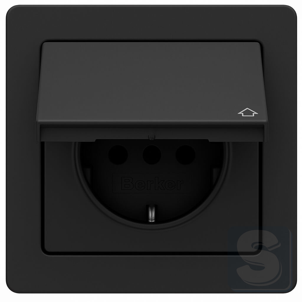 Розетка із з\к кришк та шторк антрацит Hager Berker Q1 (47516086-Q1) -1
