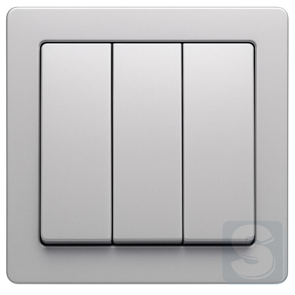 Вимикач триклавішний, алюміній з ефектом оксамиту, Hager Berker Q1 (633023+16656084-Q1)