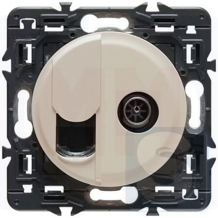 Розетка RJ45 + TV Legrand Celiane Слоновая кость