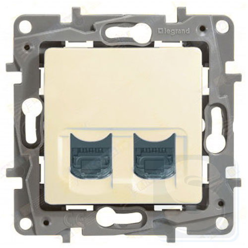 Розетка телефон компьютер RJ11+RJ45 Legrand Etika 672352