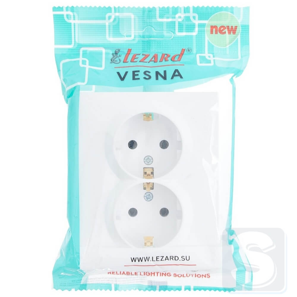 Розетка 2-а із з\к Lezard VESNA Білий без рамки 742-0200-127B -4