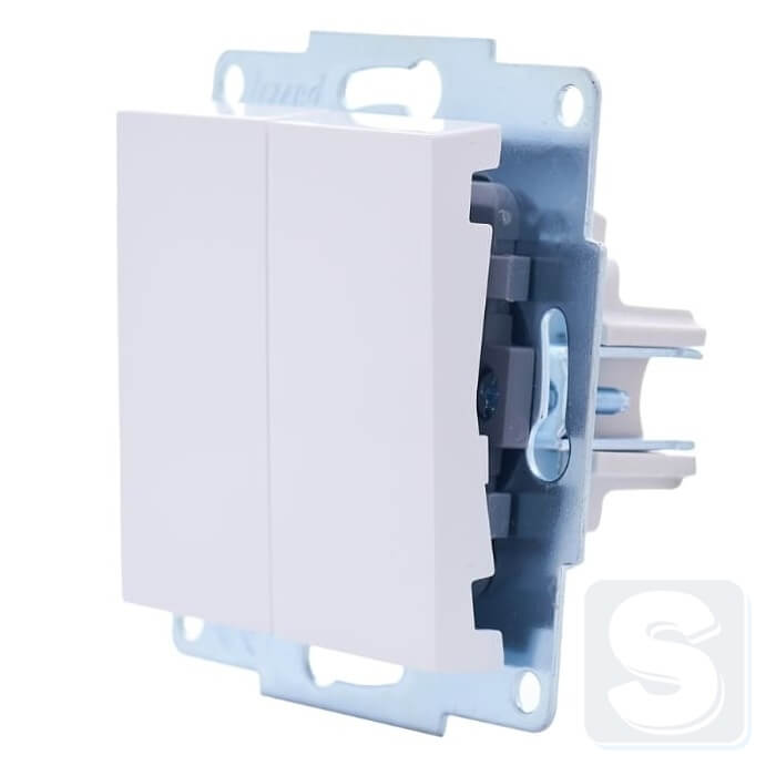 Вимикач 2кл Lezard VESNA Білий без рамки 742-0288-101 -3