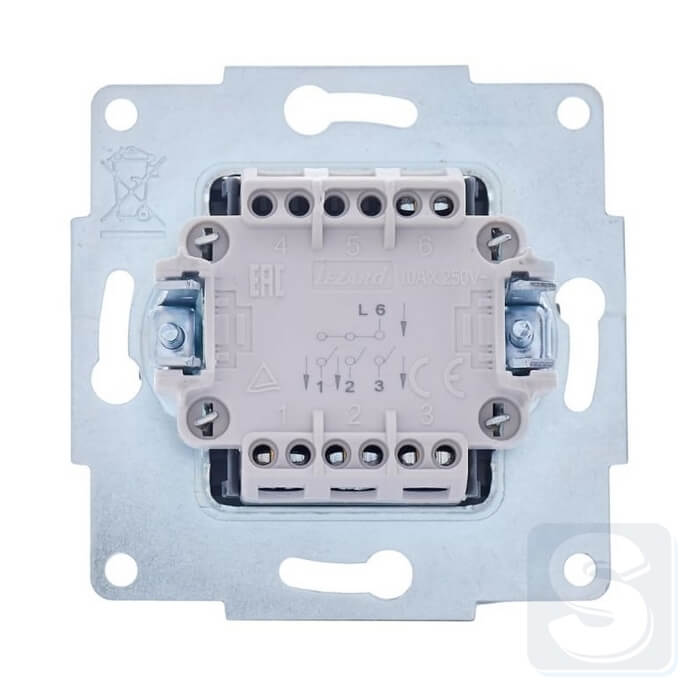Вимикач 3кл Lezard VESNA Білий без рамки 742-0288-109 -5