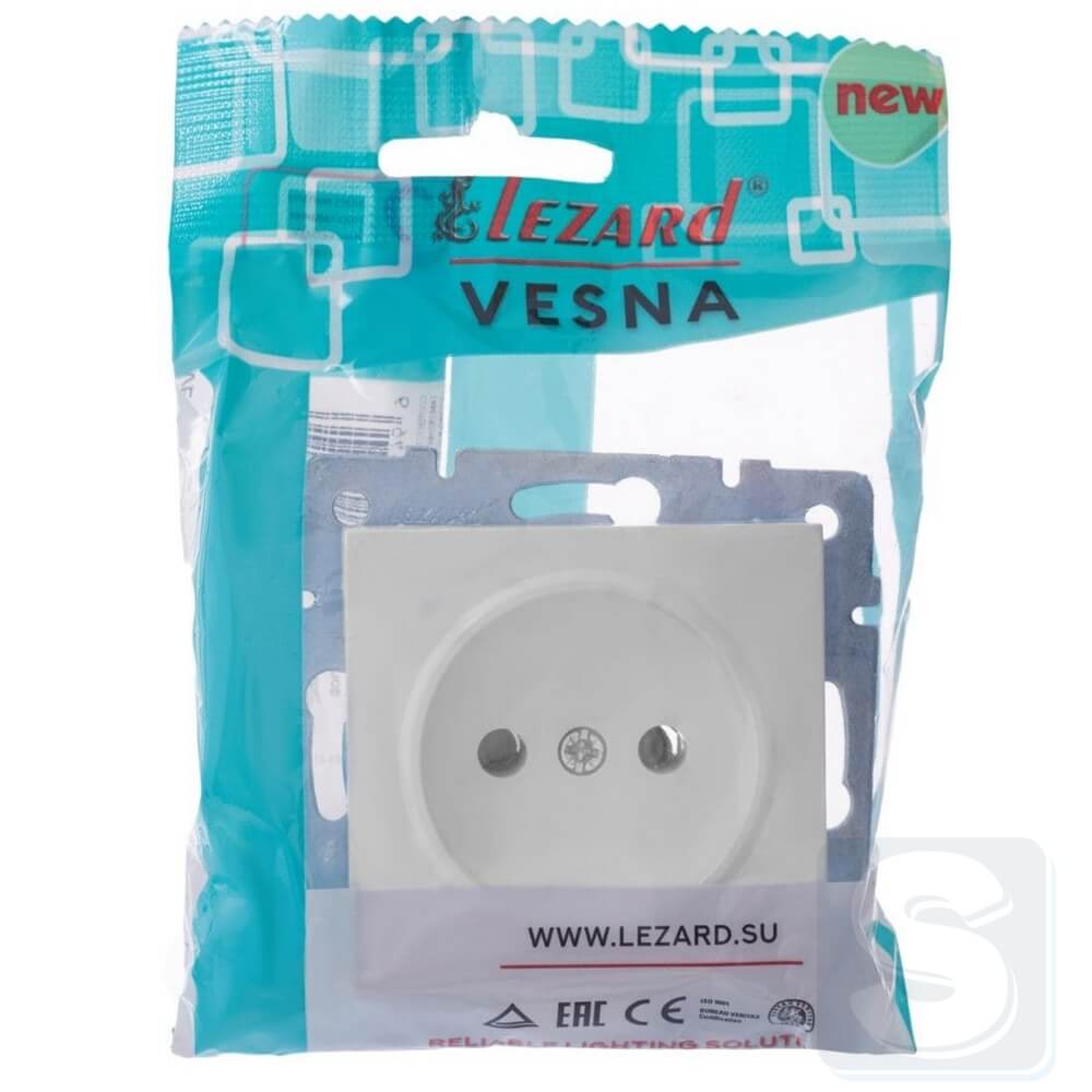 Розетка без з\к 16A/220V Lezard VESNA Білий без рамки 742-0288-121B -4