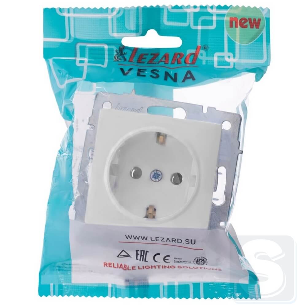 Розетка із з\к Lezard VESNA Білий без рамки 742-0288-122B -4