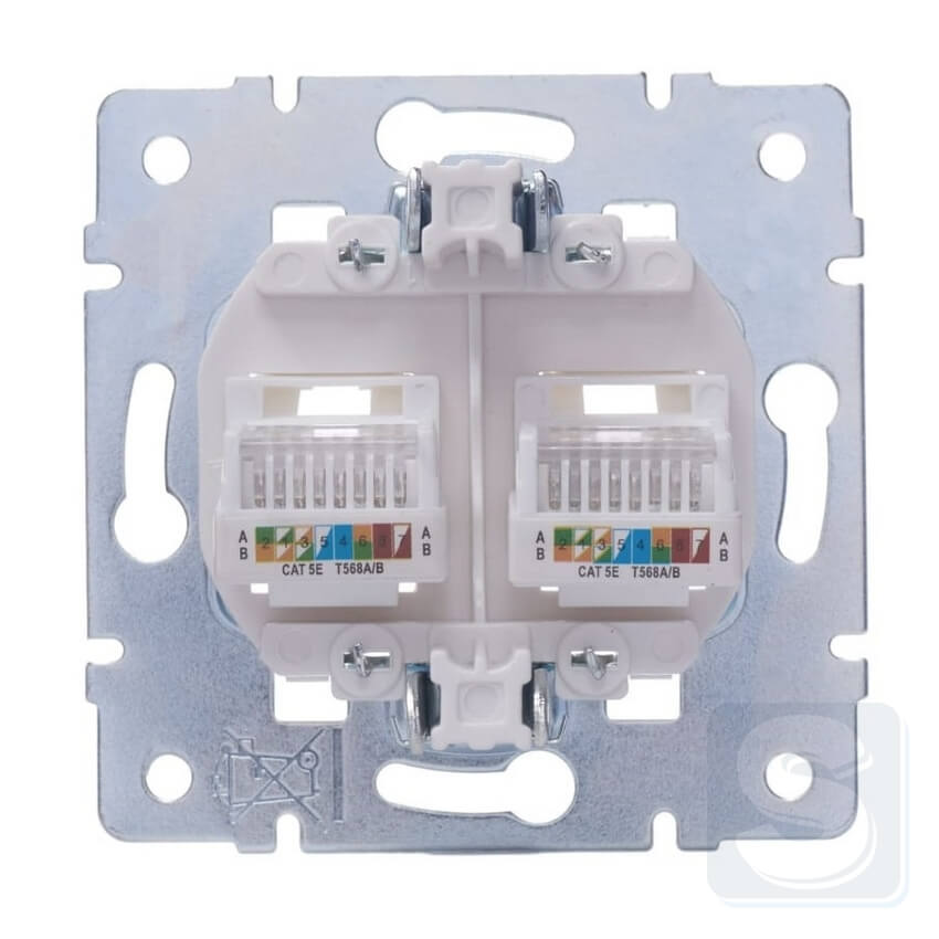 Розетка комп RJ45х2 cat 5 Lezard VESNA Білий без рамки 742-0288-141 -5