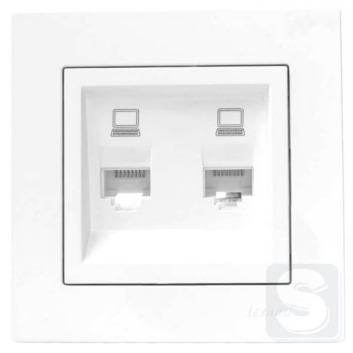 Розетка комп RJ45х2 cat 5 Lezard VESNA Білий без рамки 742-0288-141