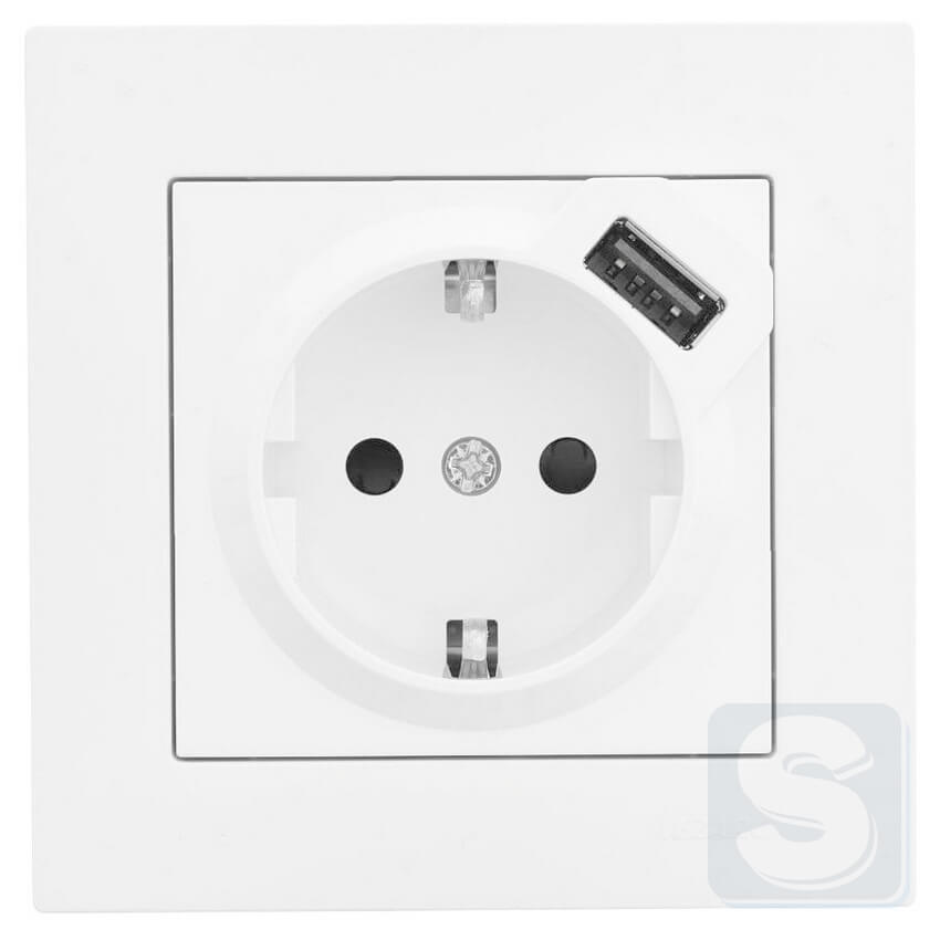 Розетка із з\к 1xUSB Lezard VESNA Білий без рамки 742-0288-181