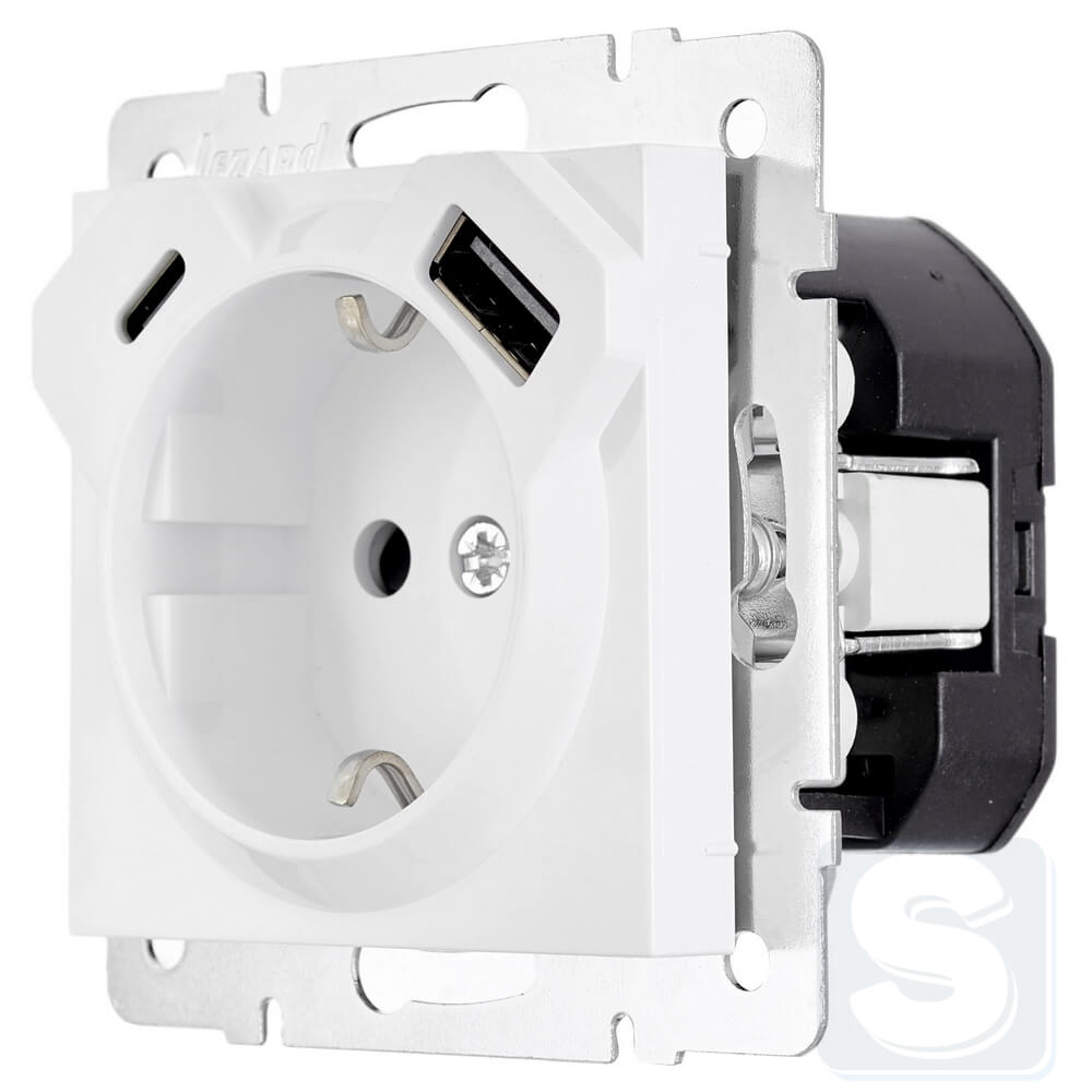 Розетка із з\к TC+USB Lezard VESNA Білий без рамки 742-0288-181TC -2