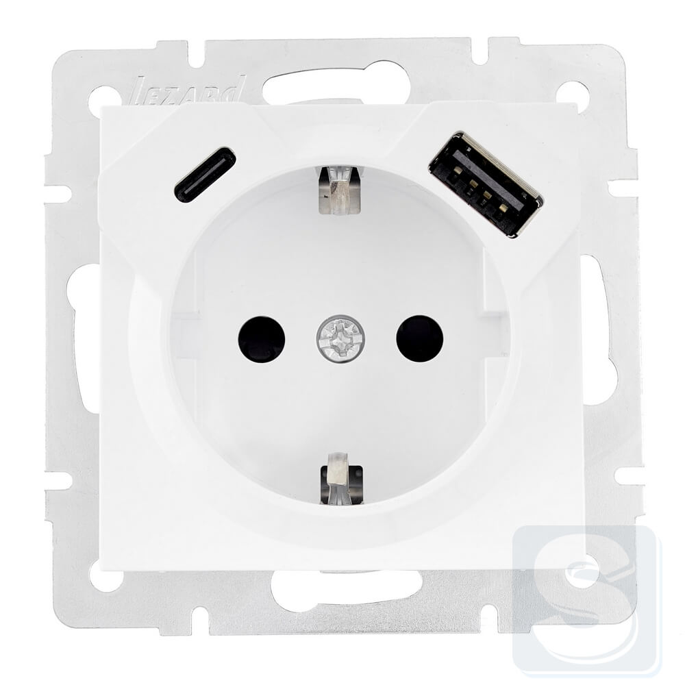 Розетка із з\к TC+USB Lezard VESNA Білий без рамки 742-0288-181TC -1