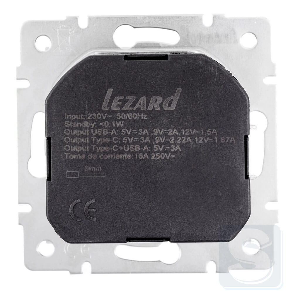 Розетка із з\к TC+USB Lezard VESNA Білий без рамки 742-0288-181TC -3