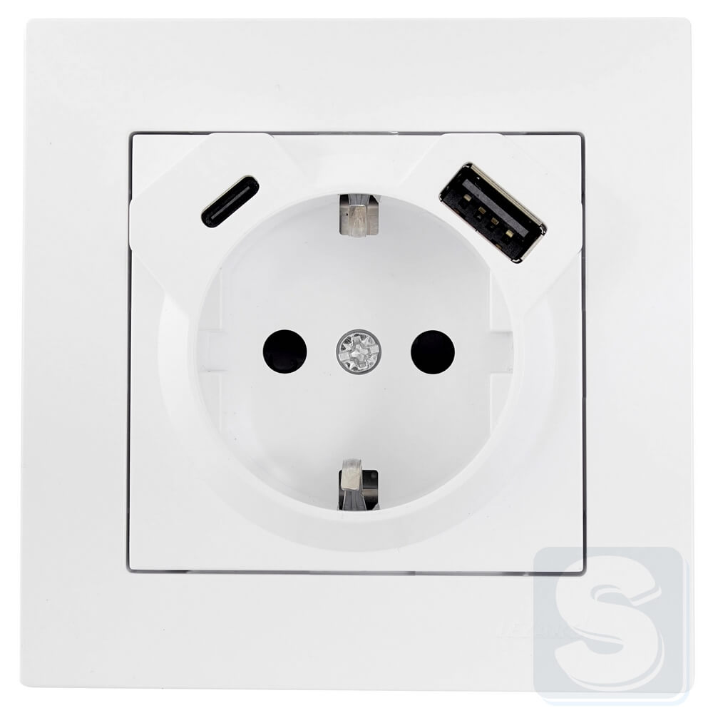 Розетка із з\к TC+USB Lezard VESNA Білий без рамки 742-0288-181TC