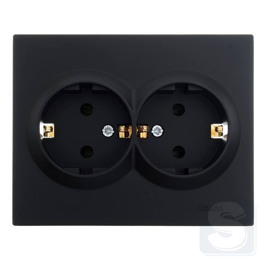 Розетка подвійна із з\к Lezard VESNA чорний антрацит 742-4200-127B