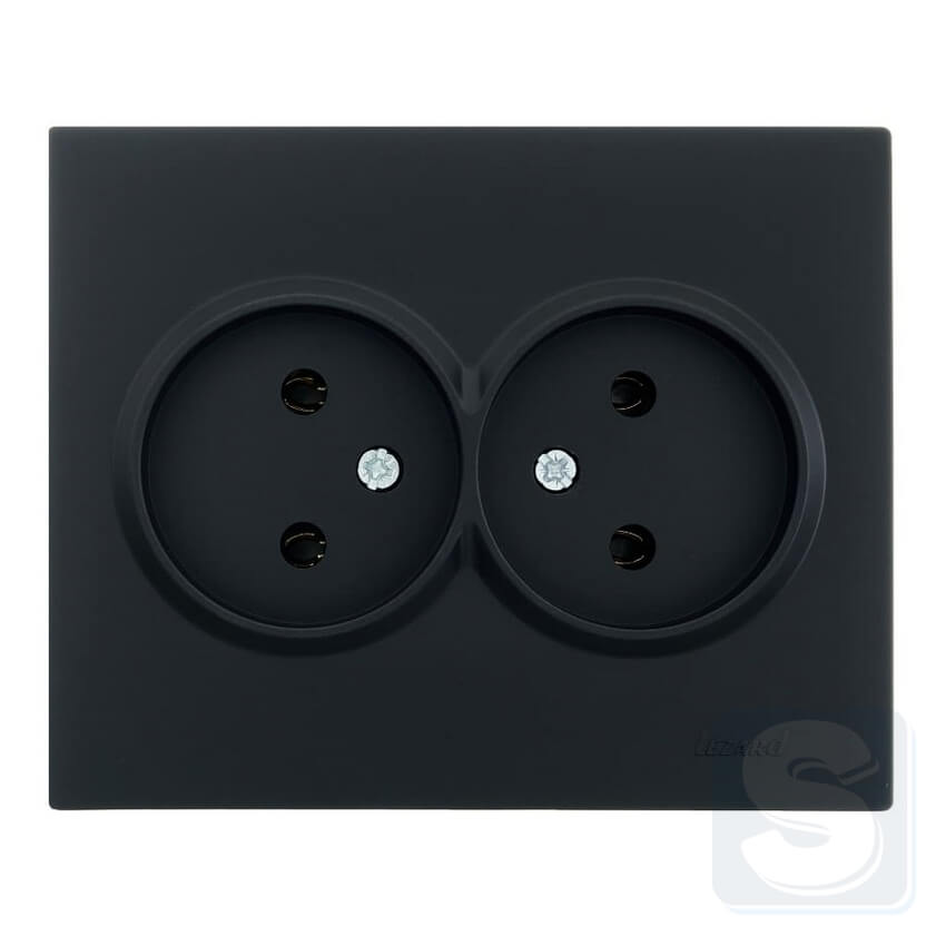 Розетка подвійна без з\к Lezard VESNA чорний антрацит 742-4200-128B